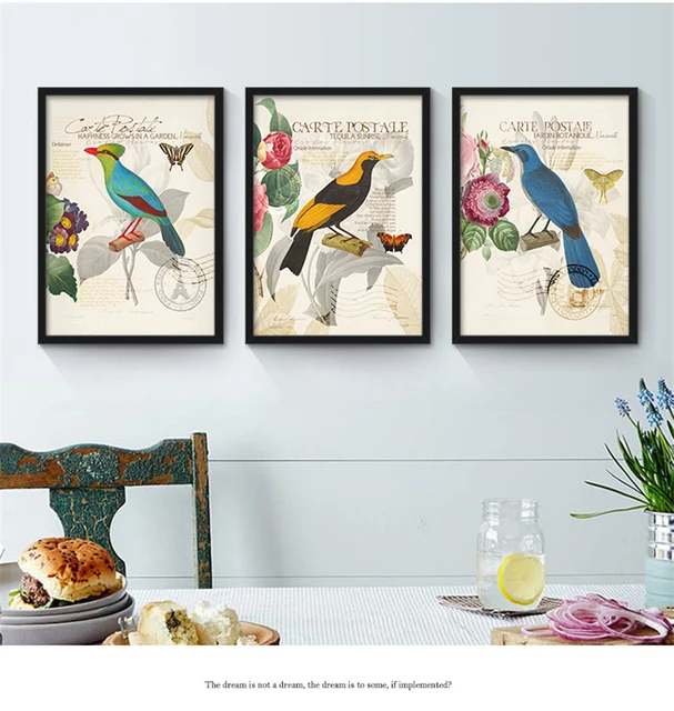 colorful birds flowers theme murals american countryside style