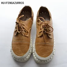 HUIFENGAZURRCS-весна, обувь из натуральной кожи, балетки на плоской подошве ручной работы, художественная обувь в стиле ретро «MORI GIRL», японские туфли, 2 цвета