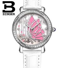 Papillon Conceptions BINGER Femmes Mode Étanche En Cuir Diamant dames Montre Relogio Feminino B-3019L montre femme Montres