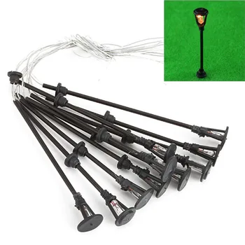 

New Decoration High Adjuastable 10pcs Generisches Schwarz Single Head 1/150 Scale Garten Layout Modell Laternenpfahl Oval Cap HR