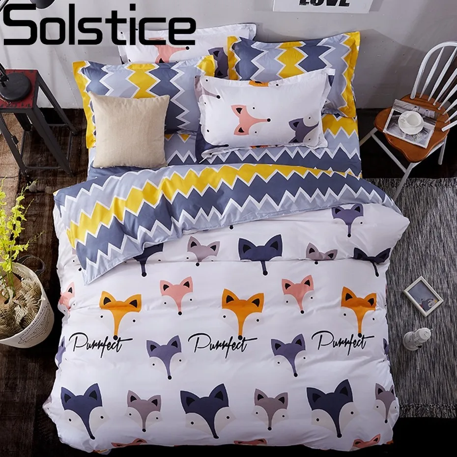 

Solstice Home Textile Cartoon Fox 3/4pcs Bedding Sets Children's Beddingset Bed Linen Duvet Cover Bed Sheet Pillowcase/bed 40