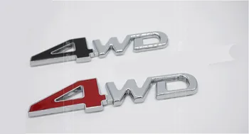 

10pcs/lot 4WD Chrome Metal Car Emblems Stickers Accessory Red Black Silver 4 Wheel Drive Metal Car Exterior Styling Decorations