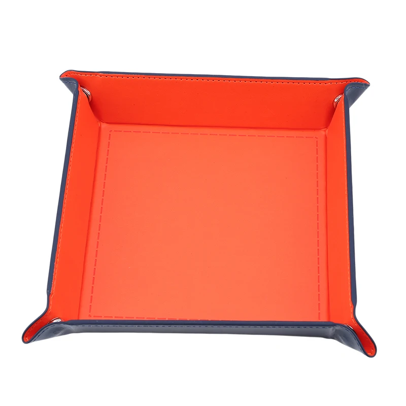 Creative PU Leather Valet Trinket Folding Tray Collapsible Phone Key Wallet Coin Desktop Storage Sundries Box Bins Accessories - Цвет: orange