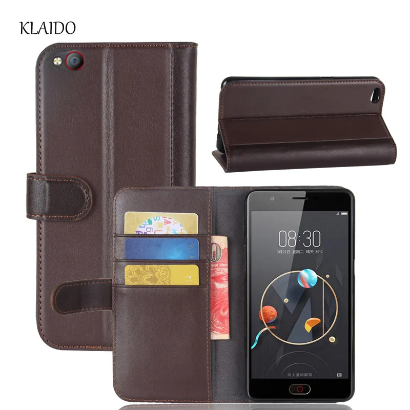 KLAIDO Genuine Cow Leather Case For ZTE Nubia M2 Lite Flip Phone Cover Wallet Card Holder