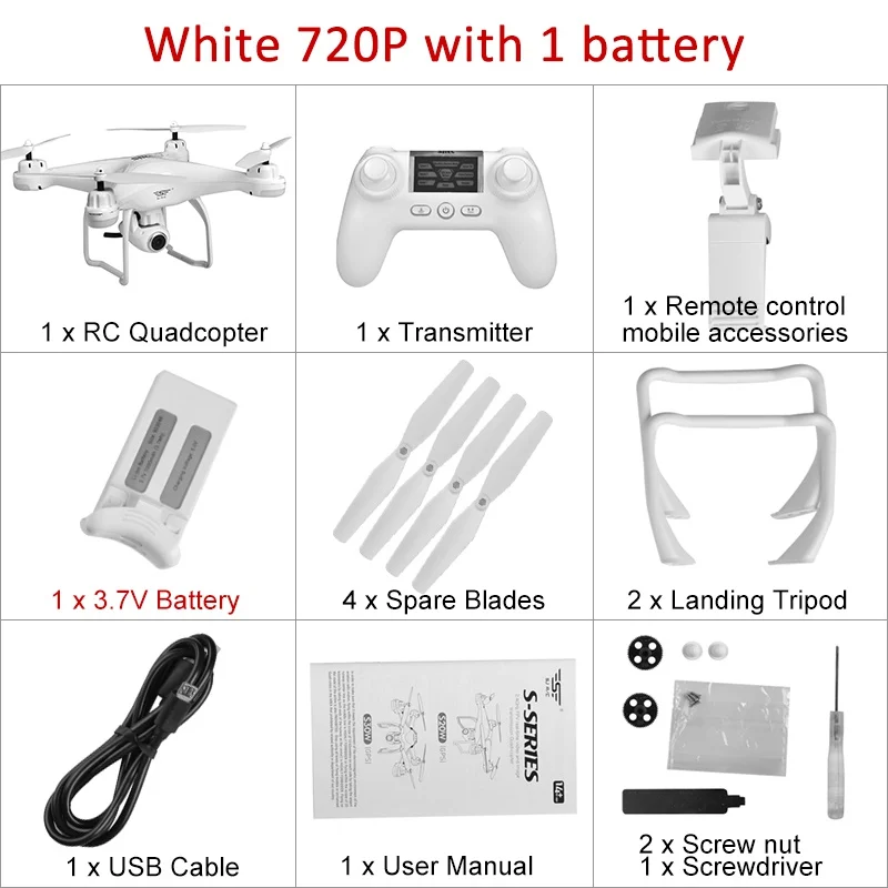 SJRC S20W двойной gps динамический слежение wifi FPV с 1080 P/720 P широкоугольная камера мульти батареи RC Дрон Квадрокоптер VS X21 - Цвет: 720P White 1 battery