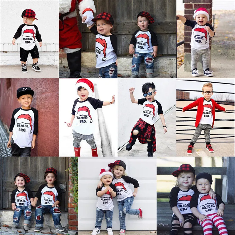 От 1 до 6 лет года, Рождественская Одежда для младенцев модные детские повседневные милые топы для мальчиков и девочек, красная шляпа Санта, футболка Детский костюм