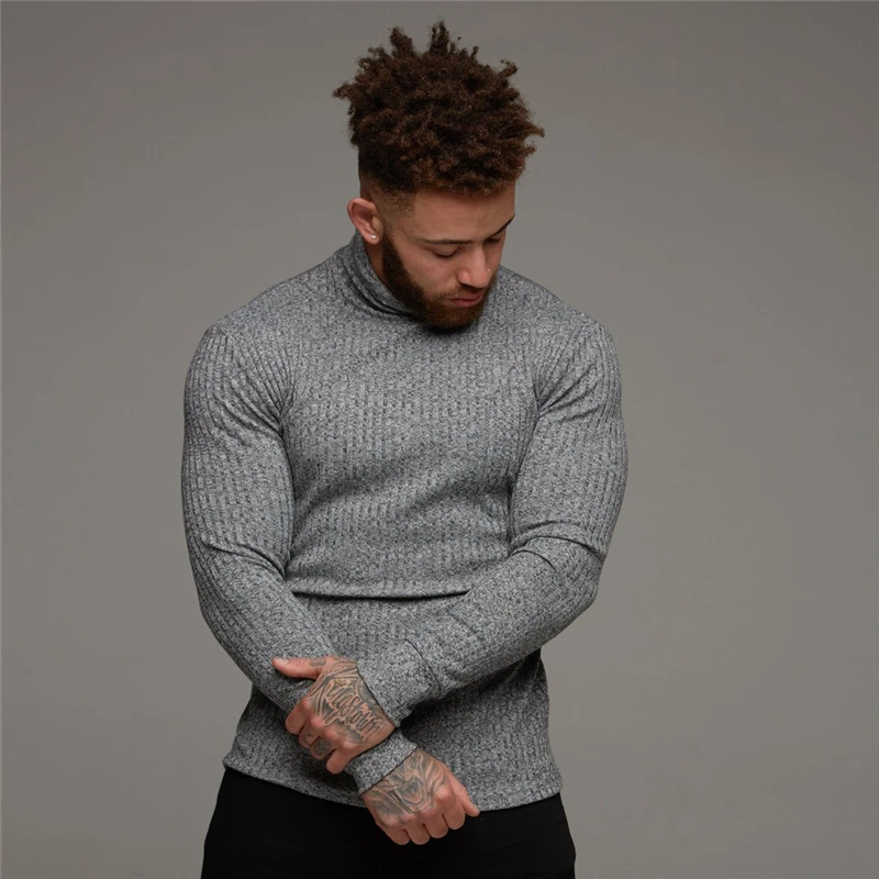 Skup Moda zimowy ciepły Sweter mężczyźni golf męskie swetry Slim dopasowany Sweter mężczyźni klasyczny Sweter mężczyźni dzianina Pull Homme