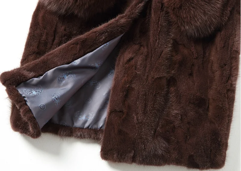 Роскошная Шуба из натурального меха норки с воротником из лисьего меха, зимняя женская длинная верхняя одежда размера плюс 3XL LF5170