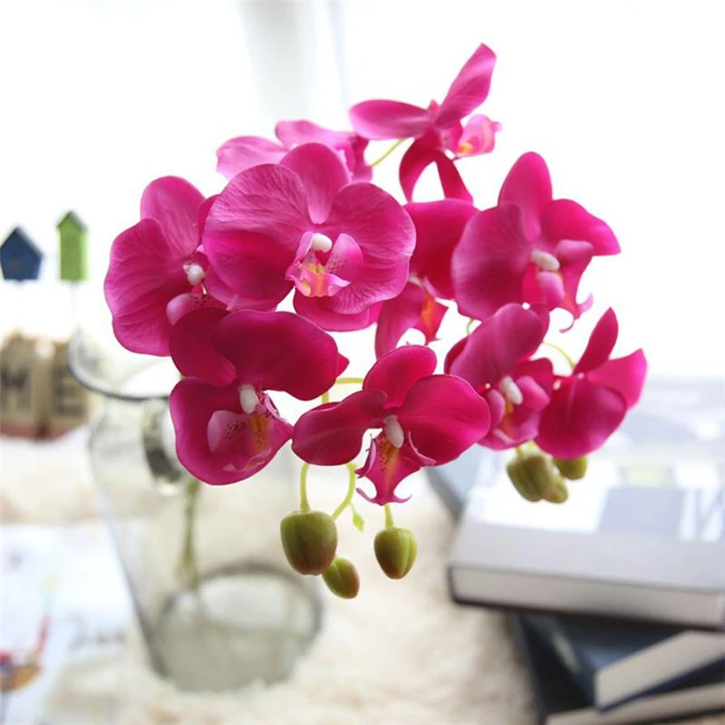  Wedding Colorful Artificial Fake Silk Flower Phalaenopsis Butterfly Orchid Waterproof beautiful Decor hot sale C0312#30        05