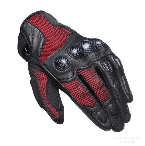 Мужские мотоциклетные перчатки дышащая Летняя Сетка Gant Moto Homme Racing Greem перчатки для езды на горном велосипеде мужские s мотор велосипедные перчатки s сенсорный экран - Цвет: Красный