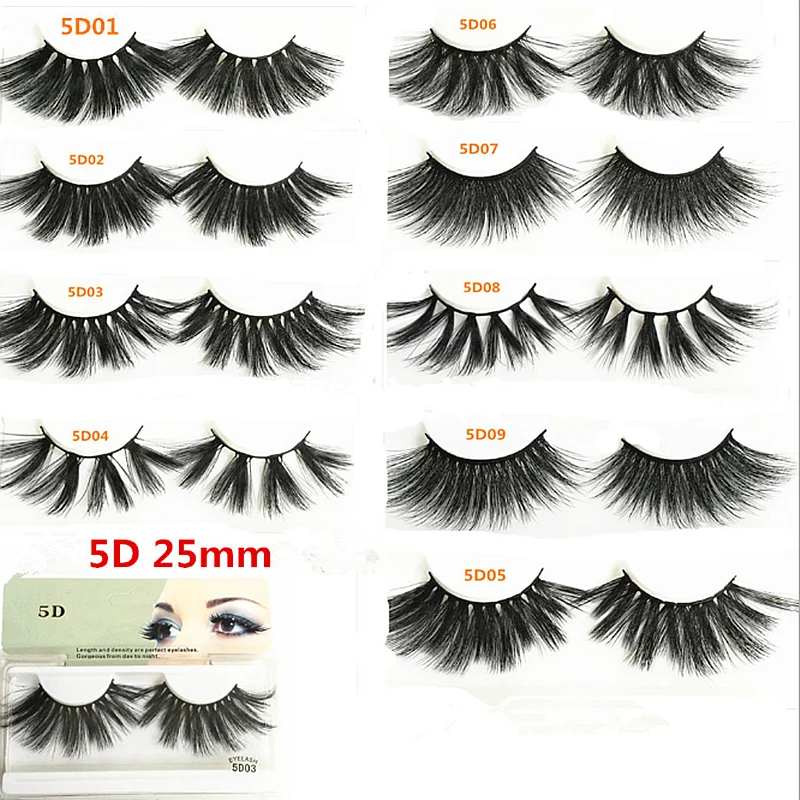 

100% Mink Eyelashes 25mm Wispy Fluffy Fake Lashes 5D 3D Makeup Big Volume Crisscross Reusable False Eyelash Beauty Fashion Tool
