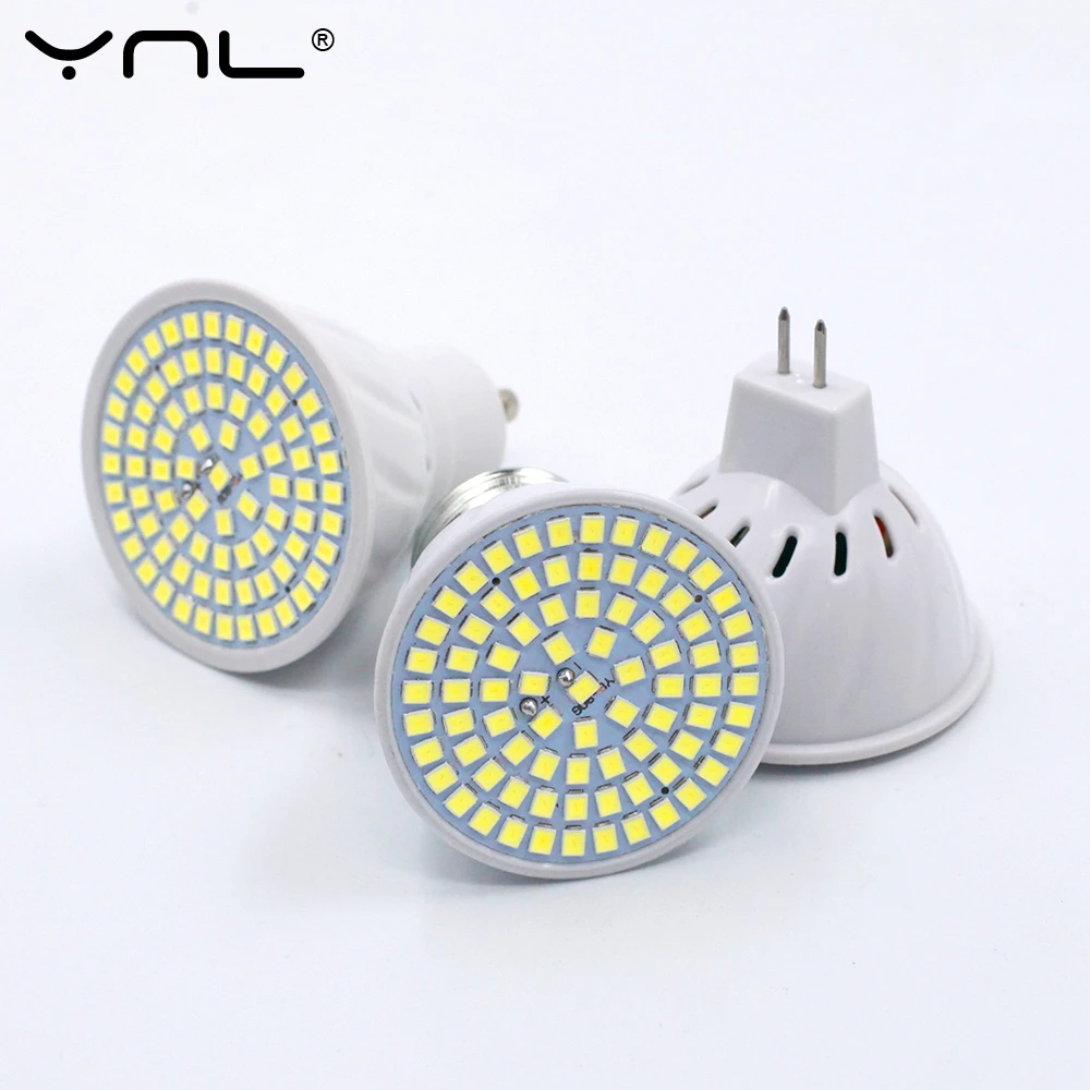 YNL Lampara LED lámpara E27 E14 MR16 GU10 220 V 48LED 60LED 80LED 2835 SMD Bombillas LED bombilla Led Spotlight Lampada LED punto de luz