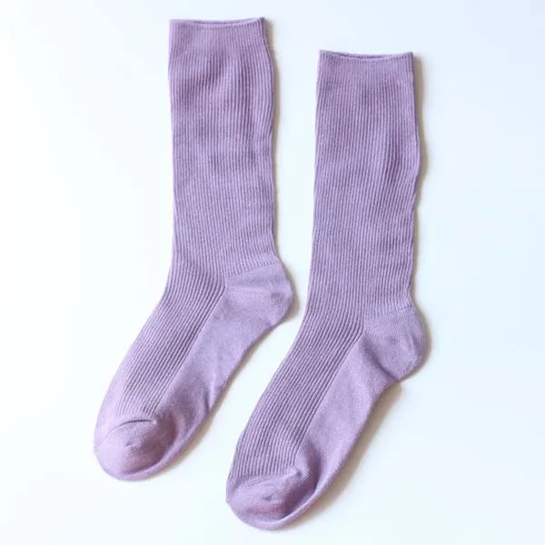 Винтажные женские носки, повседневные хлопковые носки, модные женские теплые длинные носки для женщин, 3 пар/лот = 6 штук - Цвет: Purple