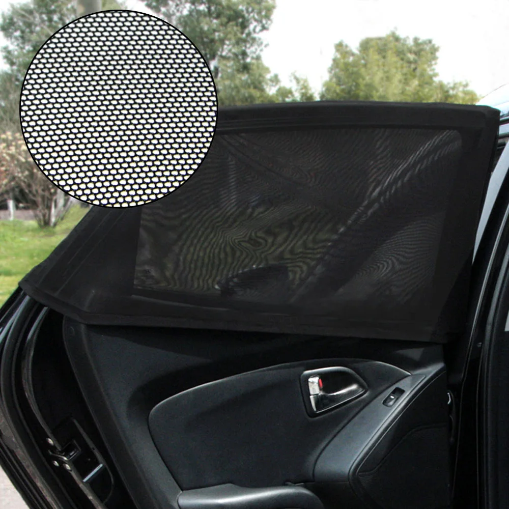 TIROL T23963 Universal 2pcs Car Window Mesh Rear Sun Shade Extremely Durable High Quality Nylon