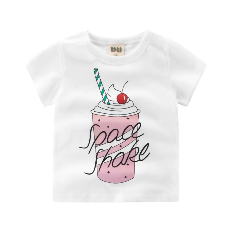 Новая детская одежда корейского производства; на возраст 5–15 лет; сезон осень белый футболка мороженое футболки для девочек и мальчиков