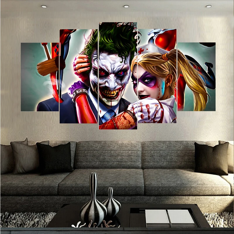 Print Painting For Living Room Home Decoration 5 Panel Movie Joker