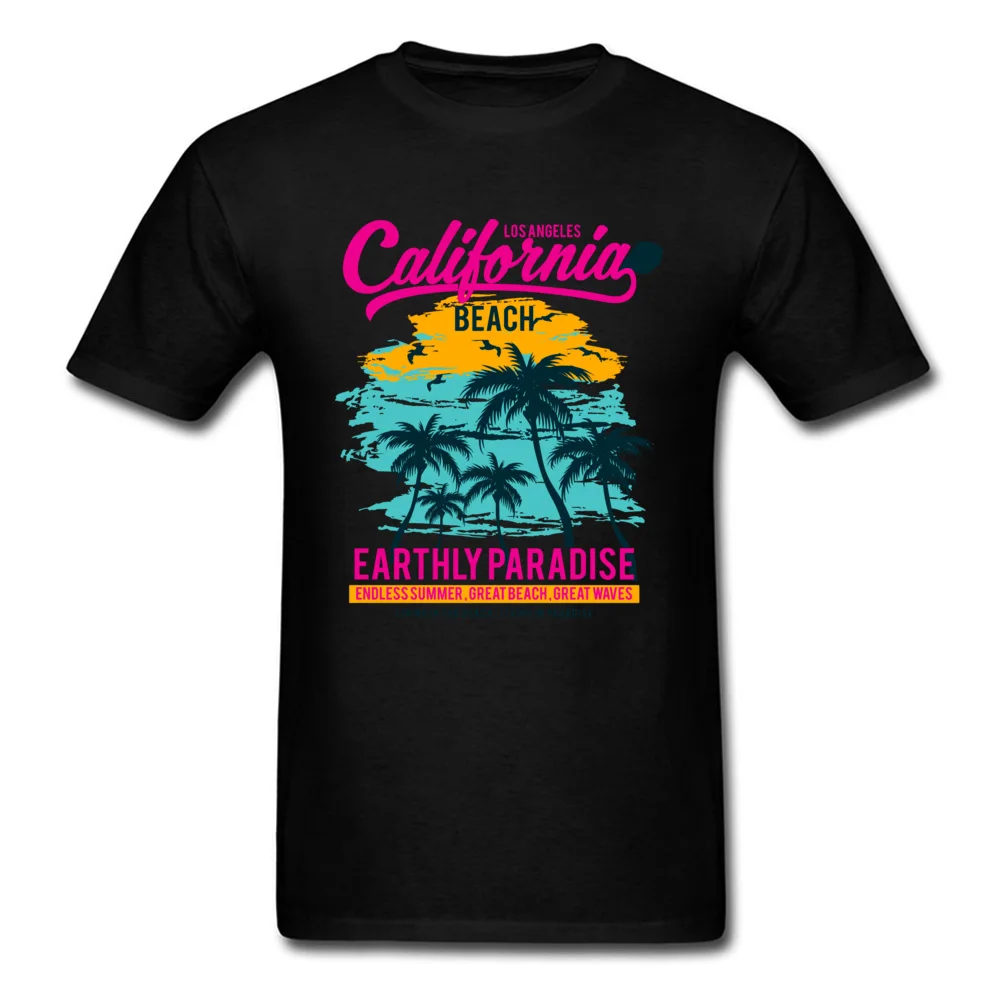California Beach Paradise Tops T Shirt Designer Crew Neck Custom Short Sleeve 100% Cotton Mens T Shirt Design Sweatshirts California Beach Paradise black