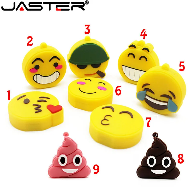 

JASTER Smiling face usb 2.0 real capacity Emoji emotion expression USB flash drive pen drive 4GB-64GB memory Stick Pendrive