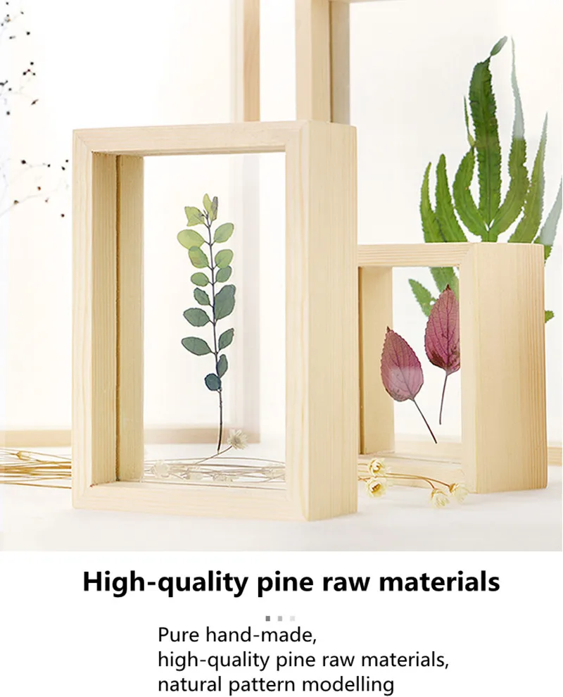 Quality Double Sided Glass Photo Frame DIY Plant Specimens Solid Wood Frame Leaf Clip Desktop Decoration Picture Frames Ornament