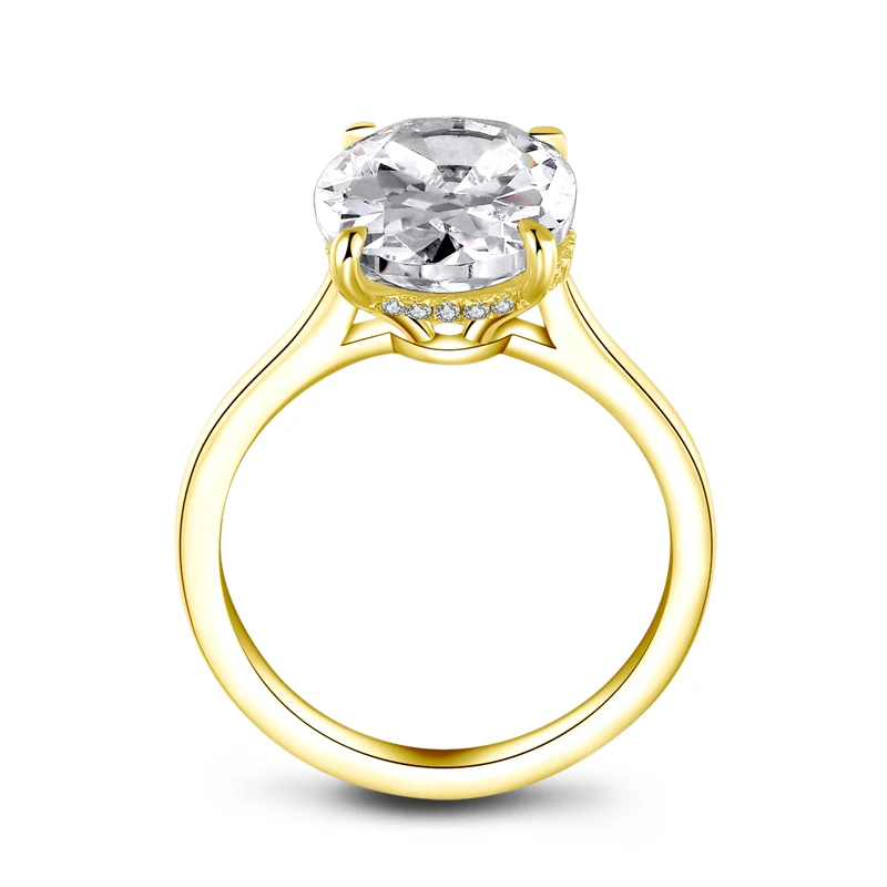 AINOUSHI 925 стерлингового серебра обручальные кольца для женщин 5ct овальные Solitiare Halo кольца украшение для влюбленных женское кольцо argent squillare