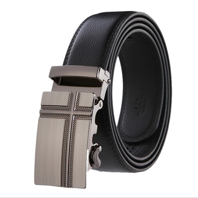 [LFMB] Leather Belts for Men 3.5cm Width Crocodile Brand Fashion Automatic Buckle Black Genuine Leather Belt Men's Belts Cow mens red belt Belts