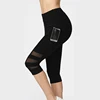 Women Legging Ptachwork Mesh Black Capri Leggings Plus Size Sexy Fitness Sporting Pants with Pocket Mid-Calf Trousers jegging 1