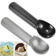 1 PCS Silver Gray Black Kitchen Deluxe Metal Non-Stick Anti-Freeze Dessert Ice Cream Scoop Spoon 18cm long Hand Washable