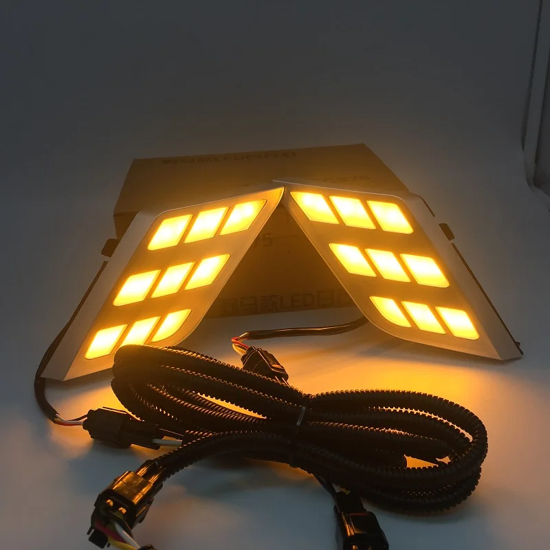 Светодиодный дневный ходовой светильник DRL для Changan CS75 2013 с желтым поворотом