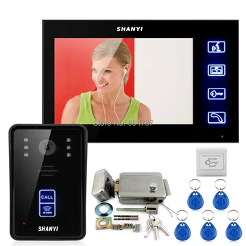 Kopen 7 Inch Kleur Monitor Touch Video Deurtelefoon Intercom Deurbel Home Security IR Camera Elektronische Lock RFID Keyfobs
