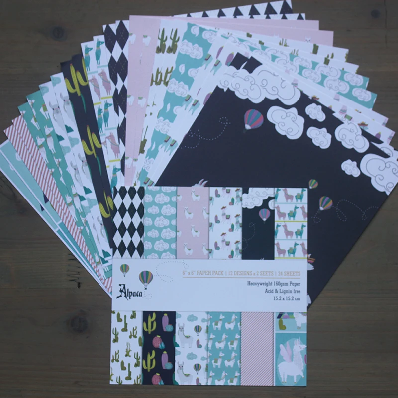 

KSCRAFT 12pcs 6" Single-side Printed Alpaca creative papercraft art paper handmade scrapbooking kit set book