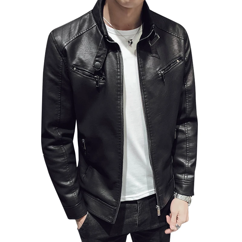 

Mens Leather Jacket Brand Slim Stand Biker Motorcycle Jacket Men Outerwear Men PU Leather Jacket Coat Men Clothing