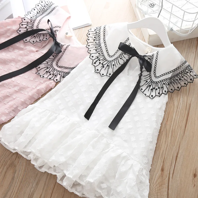 

Girls Dress Summer 2019 New Korean Version Foreign Style Girl Chiffon Dress Lotus Leaf Collar White Princess Dresses Baby Girls