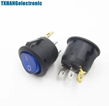 5Pcs Mini 3 Pin Round SPDT ON-OFF Rocker Switch Snap-in Blue
