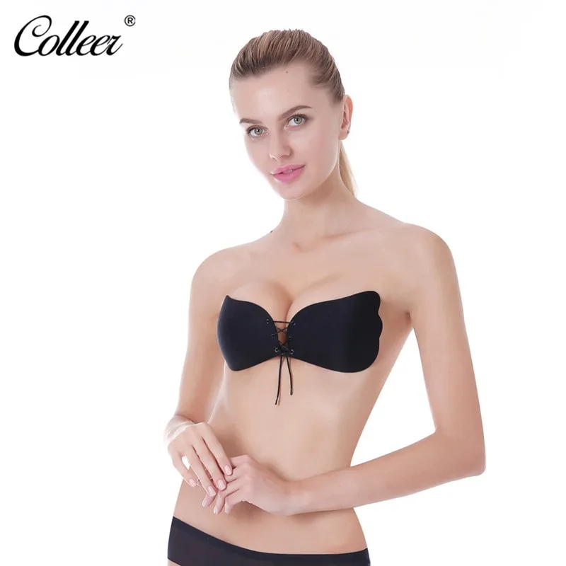 COLLEER Sexy Push Up Bra Silicone Lace Up Bralette Big Size BH soutien gorge Invisible Strapless Bras for Women soutien gorge 18