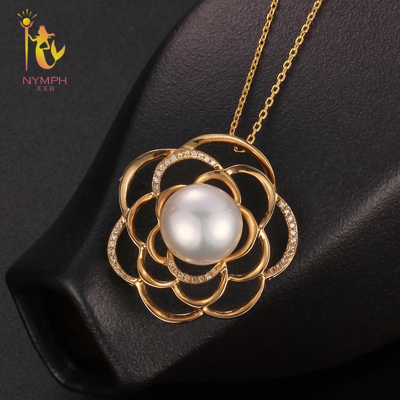 

[NYMPH] Near Round Natural Stone Pendant Freshwater Pearl Necklace Pendant 9-10 mm Big Trendy Party Gift For Women Starfish D309