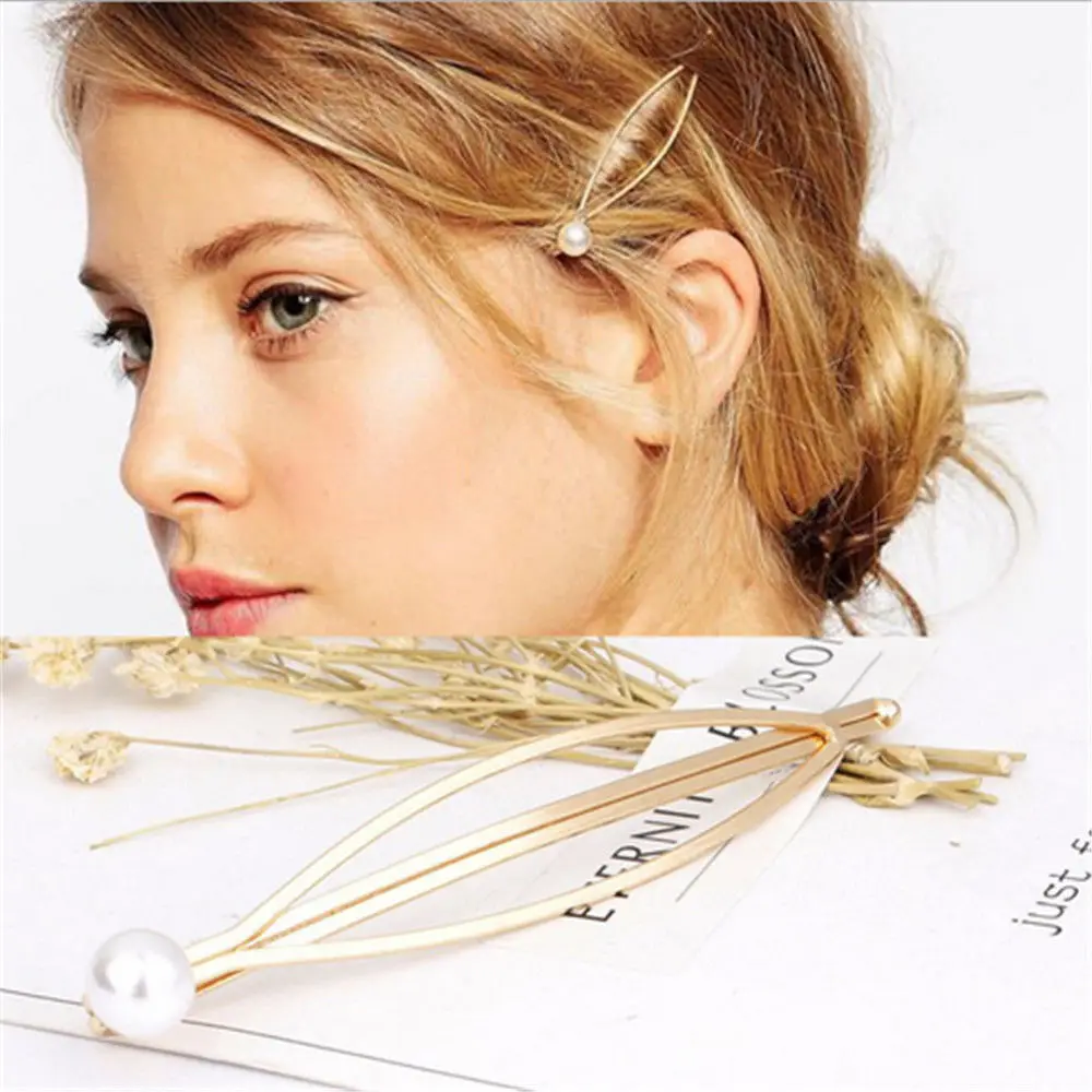 

Fashion Women Metal Pearl Hair Pin Barrette Clip Side Hairpin Hair Accessory