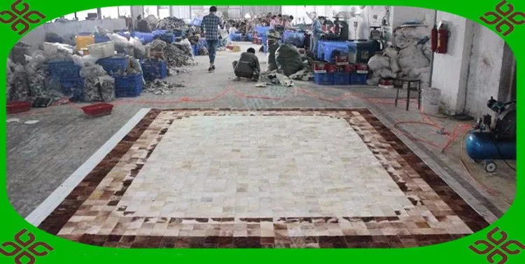 

Fashionable art carpet 100% natural genuine cowhide leather bath rug