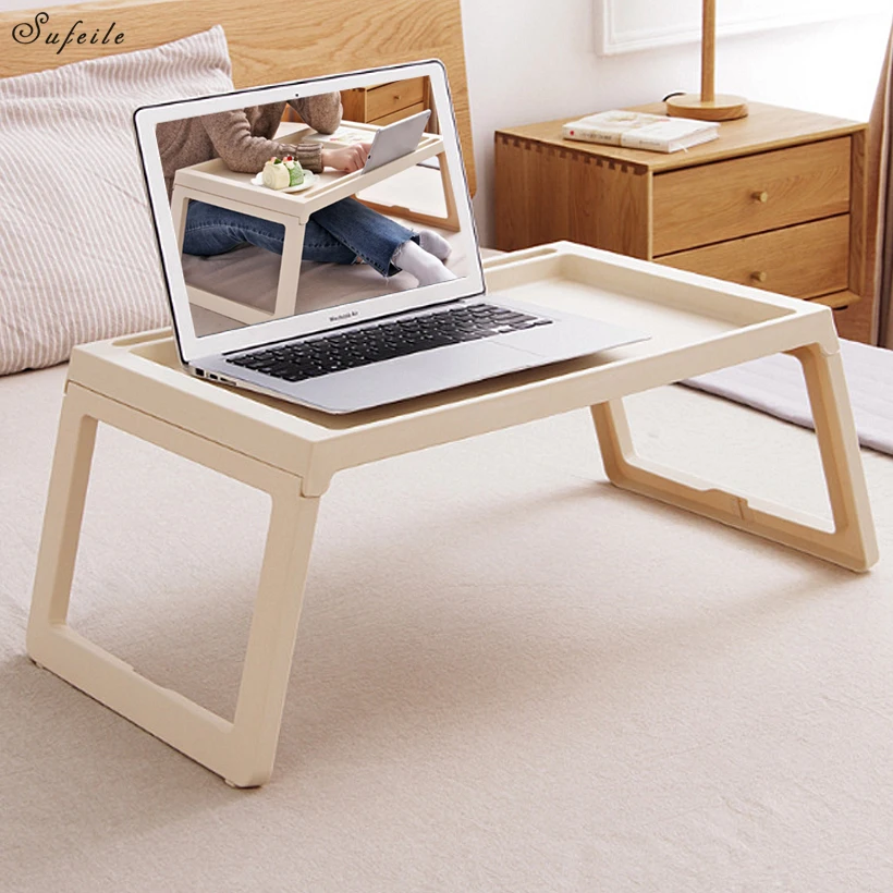 

SUFEILE Folding Laptop desk Learn Computer Desk Table Storage Plastic Fold Tables Multifunction White simple dining table