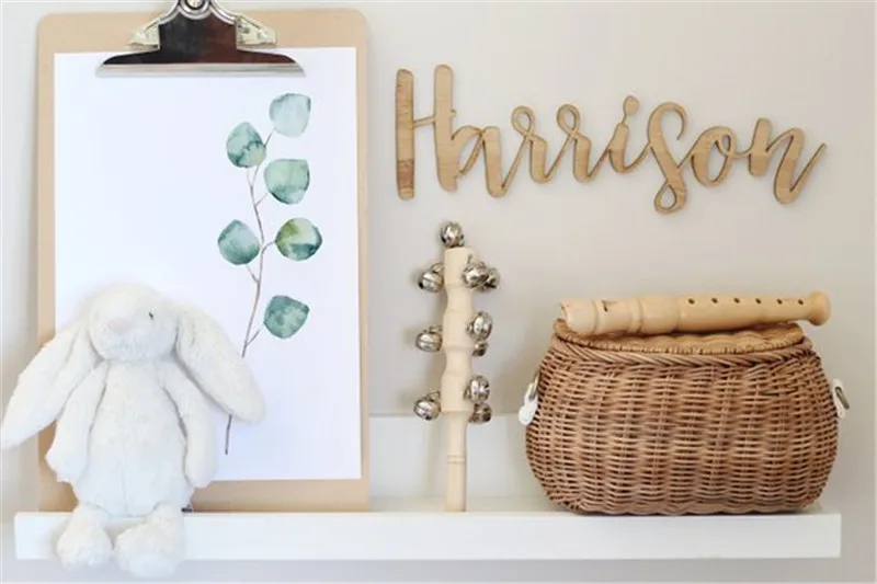 Custom Wooden Nursery Name Sign Personalized Gold Mirror Rose Gold Acrylic Nursery Decor Wedding Script Name Sign Plaque (2)