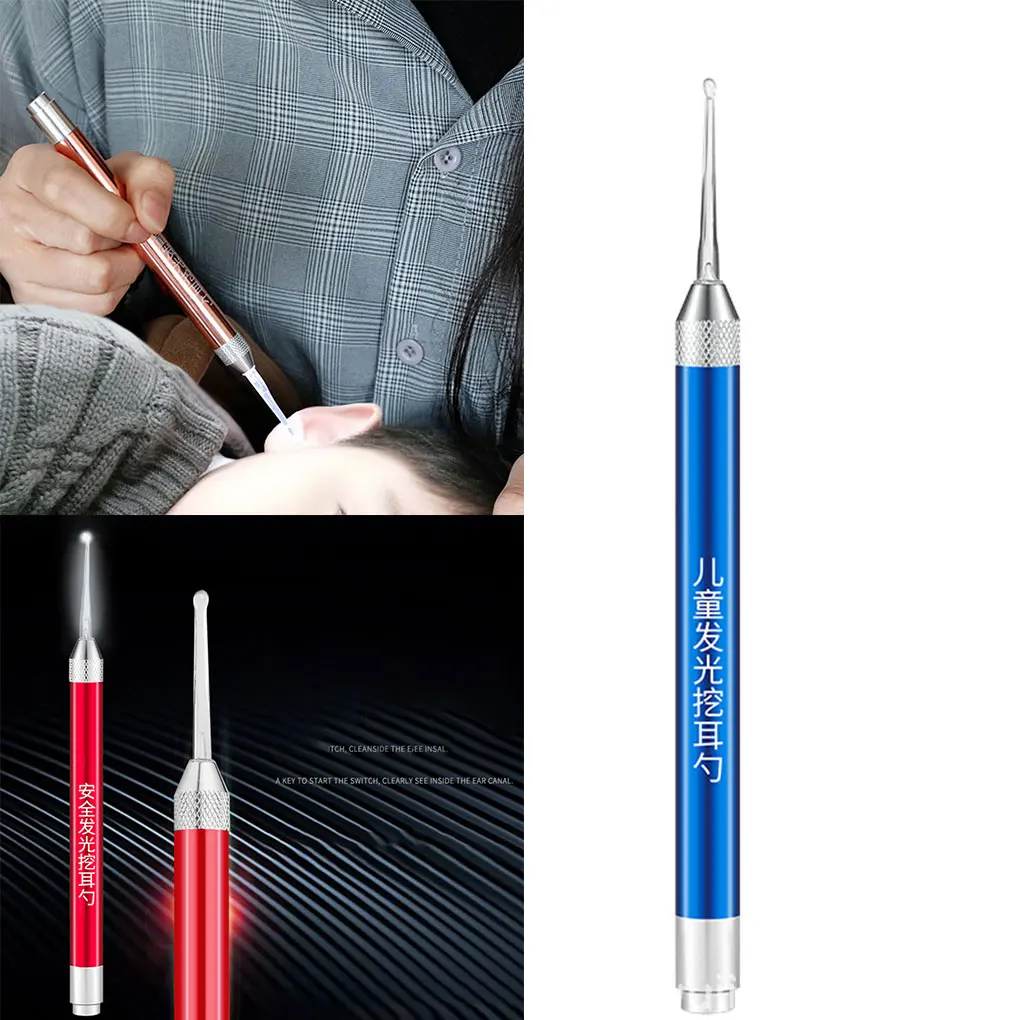 

USB Rechargeable LED Light Ear Spoon Children Adult Ear Wax Cleaning Remover Electric Earwax Cleaner