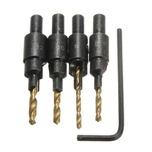 New Sale Furadeira Power Tool Brocas 3 Sets/lot _ 4pcs Hss Countersink Drill Bit Set Counter Bore Screw Woodworking Tool