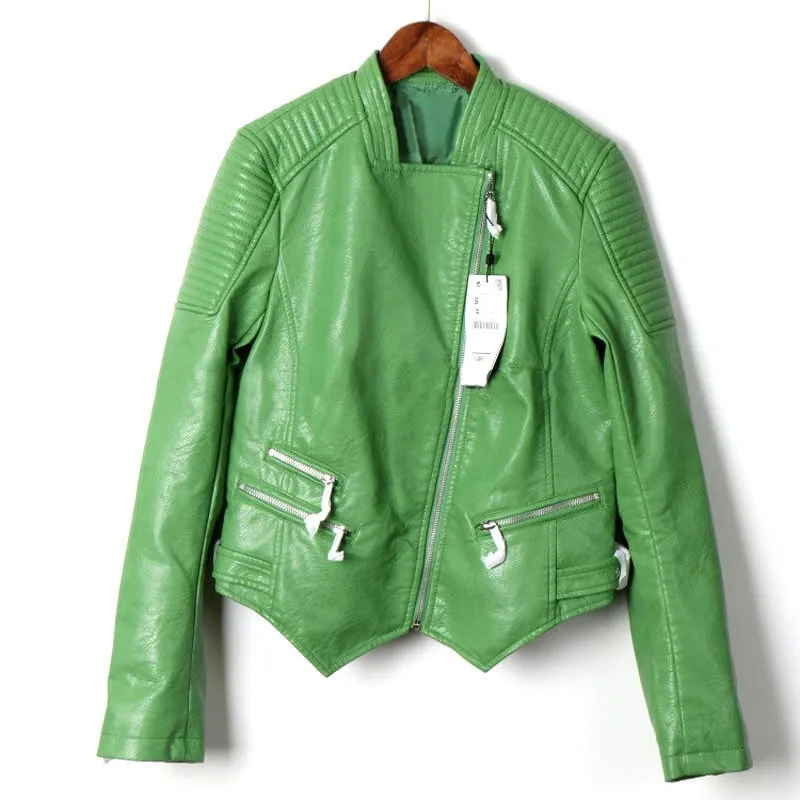 Зеленые кожаные куртки для женщин Moto Verde Bomber искусственная кожа пальто на молнии ремень chaqueta Blazer Jack jaqueta couro blouson cuir femme