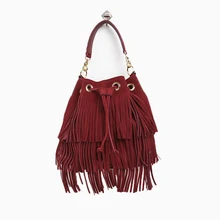 Womens crossbody bags for womens fringed vintage small drawstring bucke bags for women messenger shoulder purple women leather