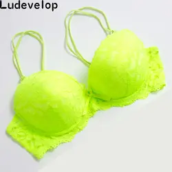 Ludevelop пикантные Кружево Push Up Bra белье Для женщин Нижнее Бельё для девочек Нижнее бельё Вышивка цветочный черный, белый, розовый цвет плюс