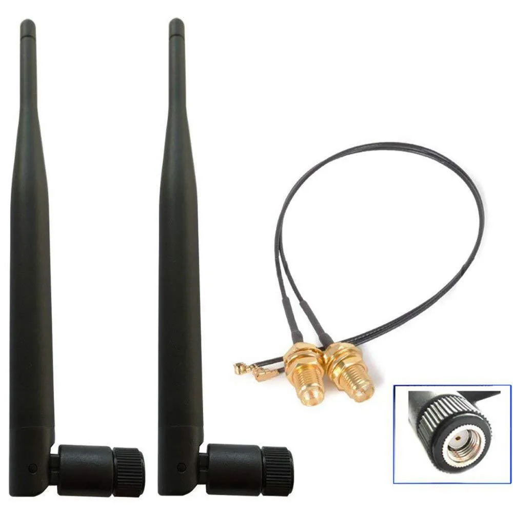 SOONHUA 2,4 ГГц антенна Wi-Fi 5dBi RP-SMA Мужская антенна для беспроводного Wi-Fi роутера с 21 см PCI U. FL IPX к SMA мужской косичка кабель