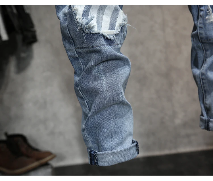 2019 Новый Для мужчин джинсы Рваные, с дырками стрейч уничтожены хип-хоп Жан Masculino Чистый хлопок Дизайн мужские джинсы Зауженные джинсы для