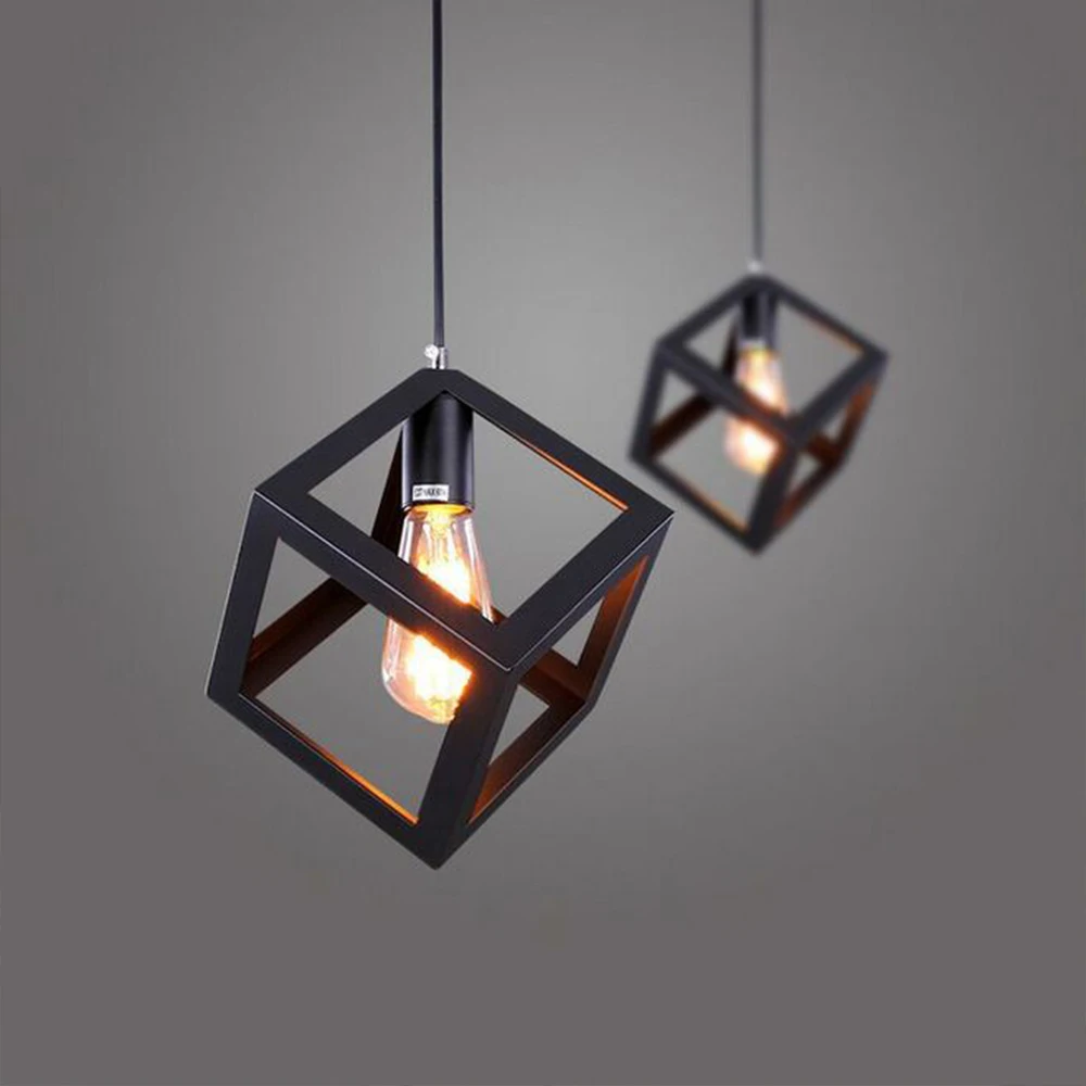 pot Hoop van nieuwigheid Black Metal Cube Kooi Lamp Hanglampen Moderne LED Hanglamp Lampenkap  Verlichting Opknoping Lamp Hanger Plafondlamp|Hanglampen| - AliExpress