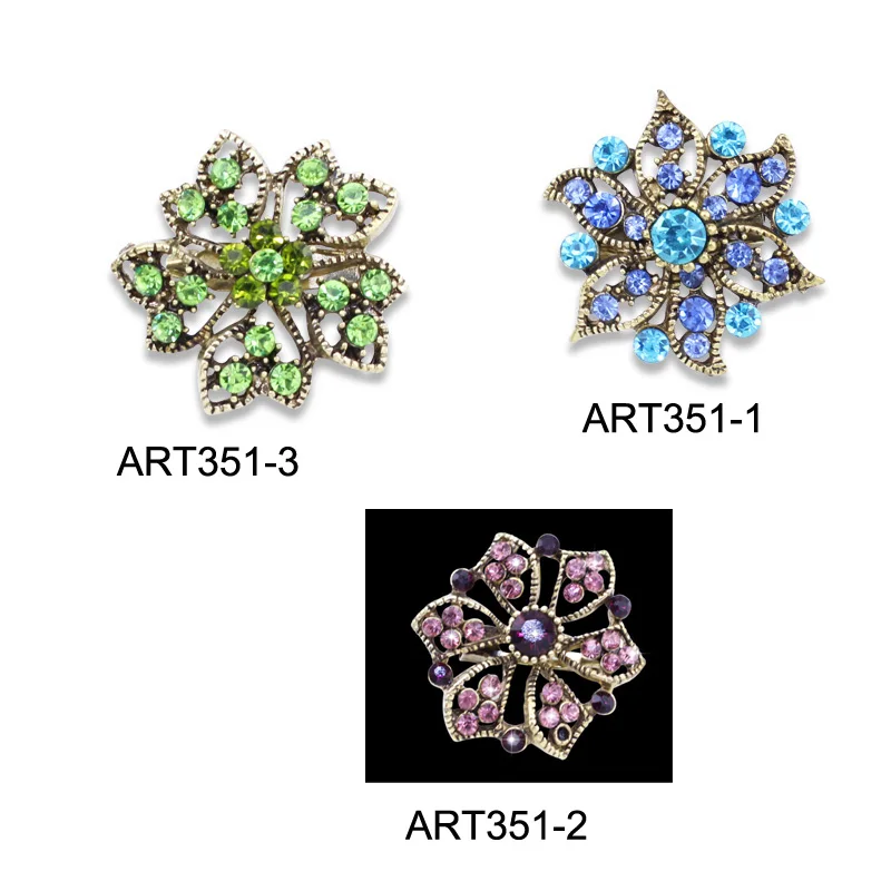 Chapeamento de Bronze Broches Lotes Unidades Pacote Pequena Flor Multicolorido Cristal Strass Broche Pinos Jóias Casamento Preço Barato 50 - 4 High Quality Joias e Acessórios