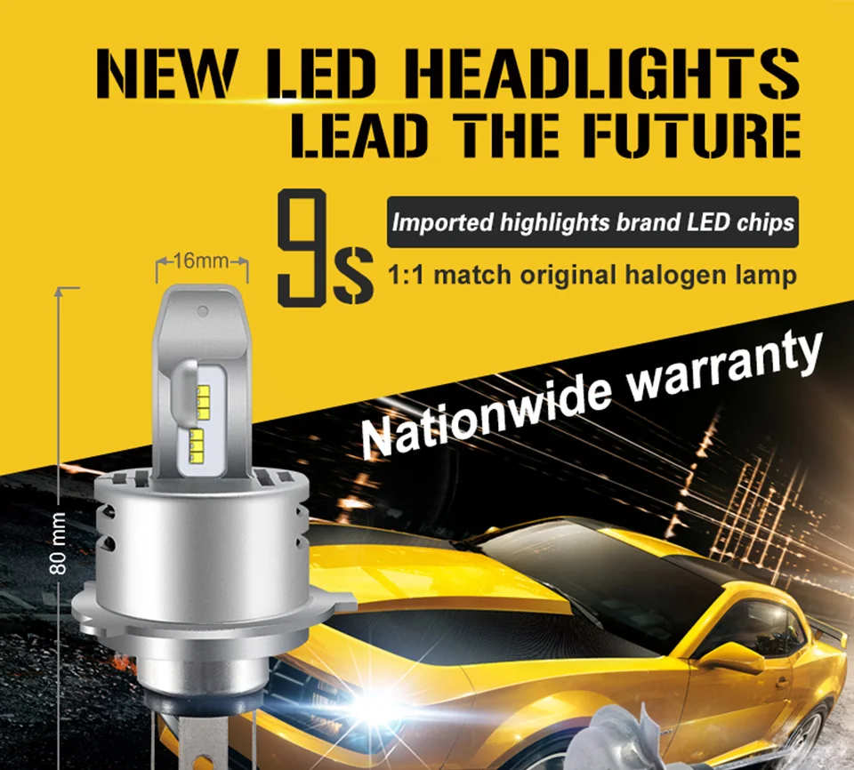 LED Car Lights H1 H4 H7 H11 9005 9006 Auto Headlamp Bulbs 12V 24V Cars Headlights 80W CREE LED Chips 6000K White Lamp (1)
