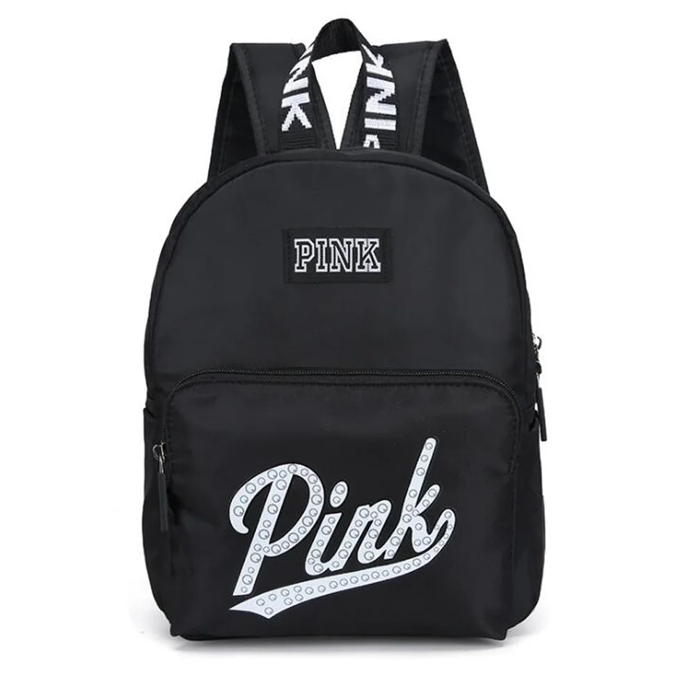 

New Ladies Backpack PINK Letter Nylon Wwaterproof Breathable Backpack 2019 Fashion Pink Outdoor Travel Backpack Student Bag